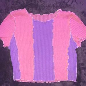 Pink & Purple Stripped cropped T-shirt